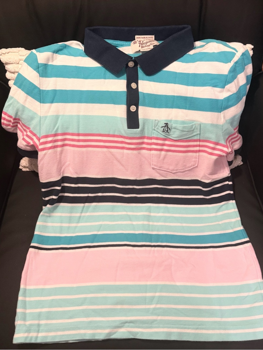 Original Penguin by Munsingwear Striped Polo Shirt M Heritage Slim Fit Poc